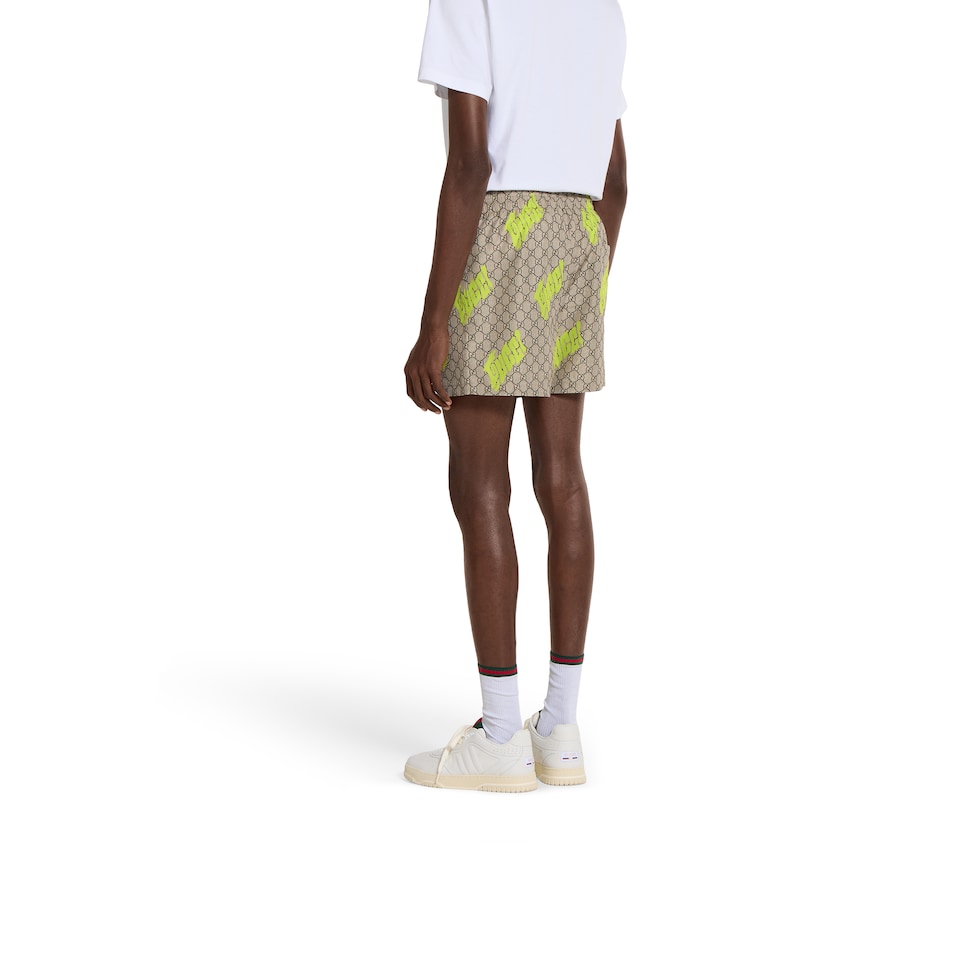 Printed technical poplin swim shorts