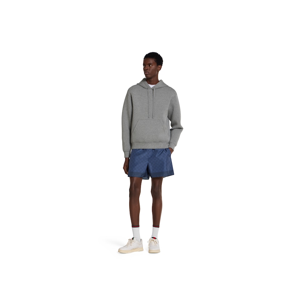 Printed technical poplin swim shorts