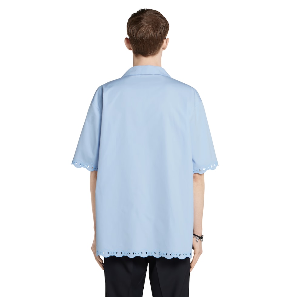 Cotton bowling shirt with embroidery