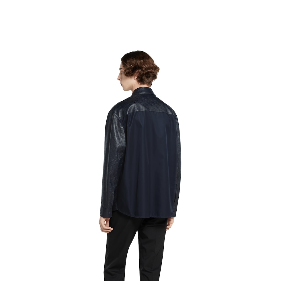 เสื้อเชิ้ต GG leather and nylon shirt