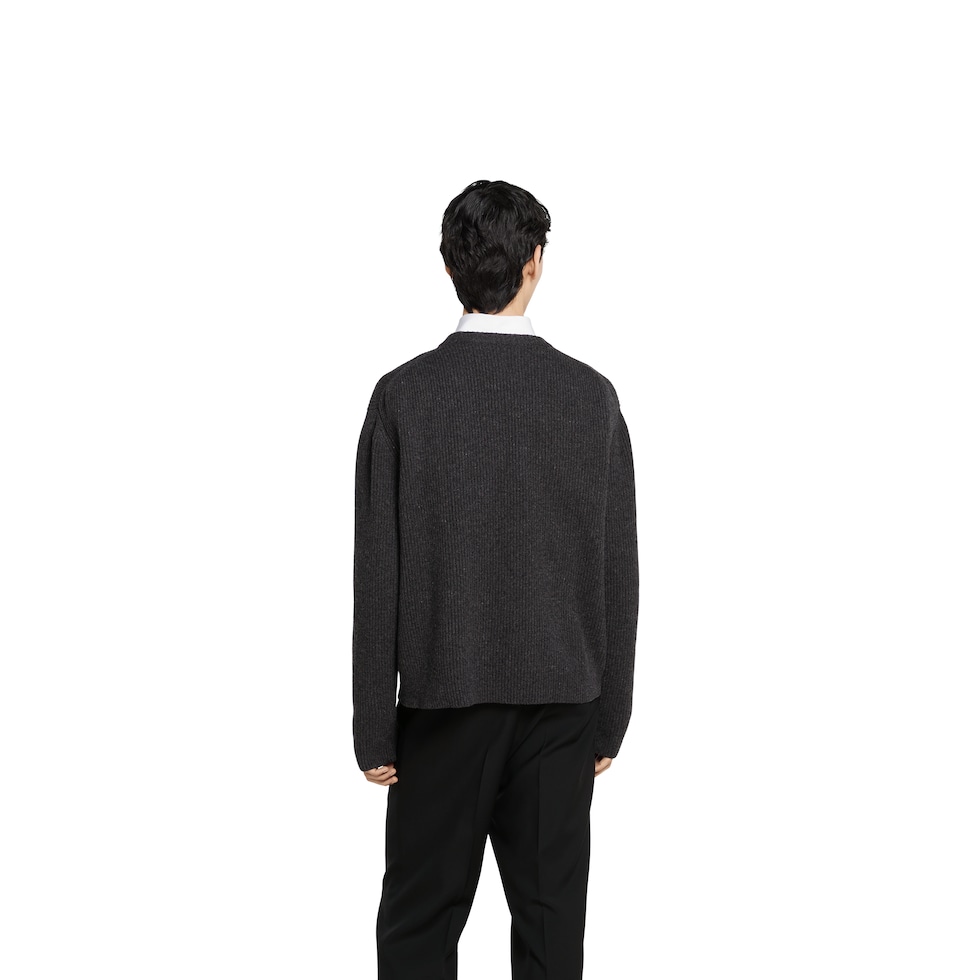 Wool cashmere rib knit sweater