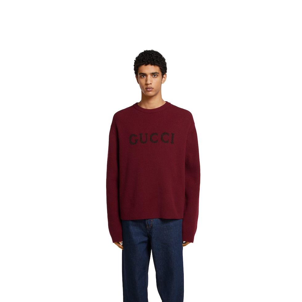 Wool cashmere rib knit sweater
