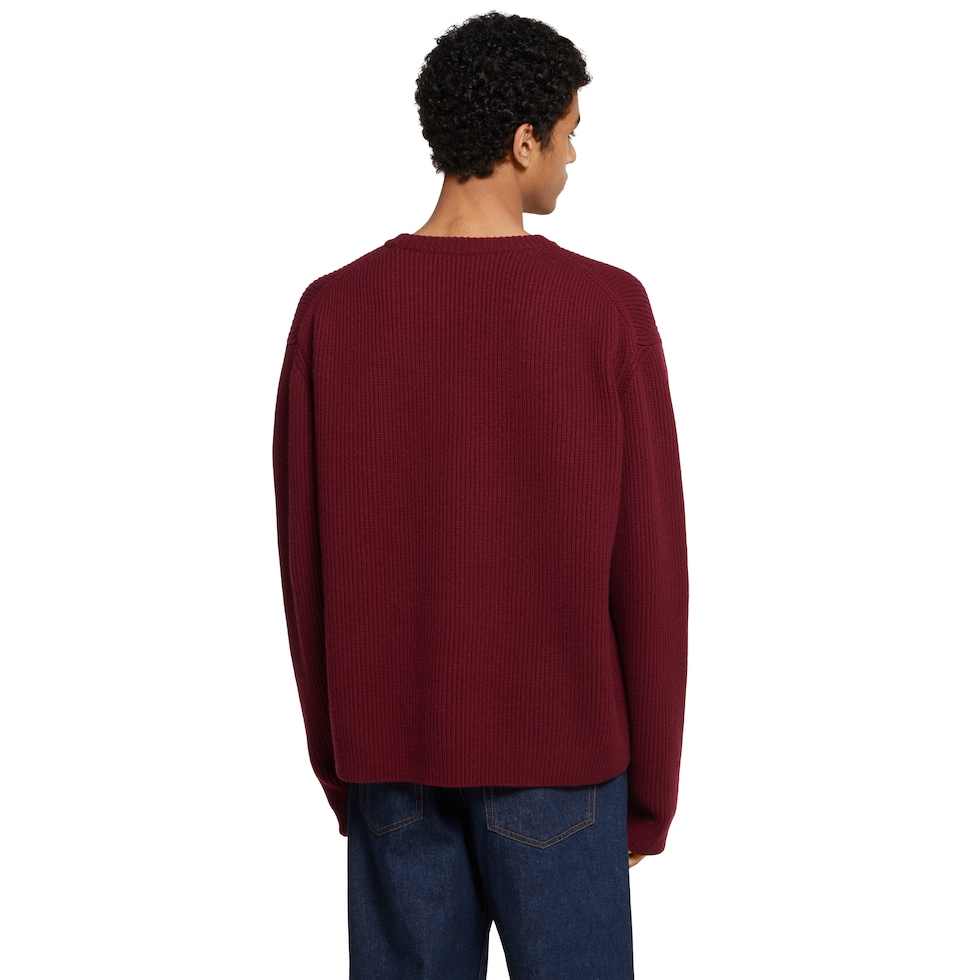 Wool cashmere rib knit sweater