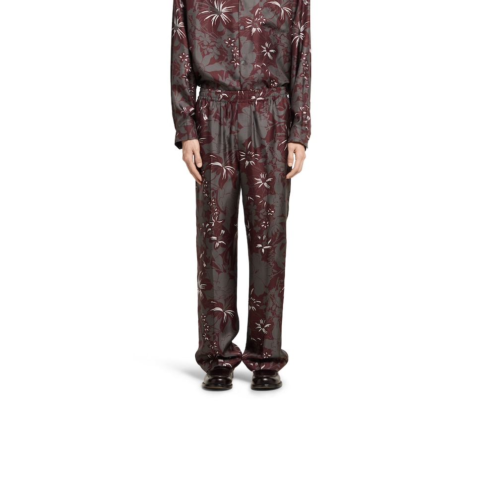 Printed silk twill pant