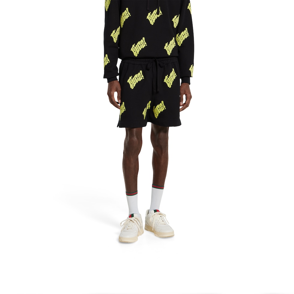 Embroidered cotton jersey shorts