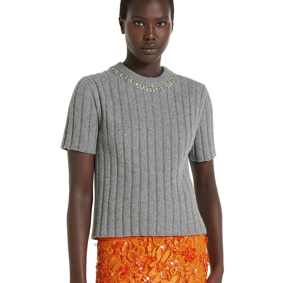 Rib soft wool and cashmere top