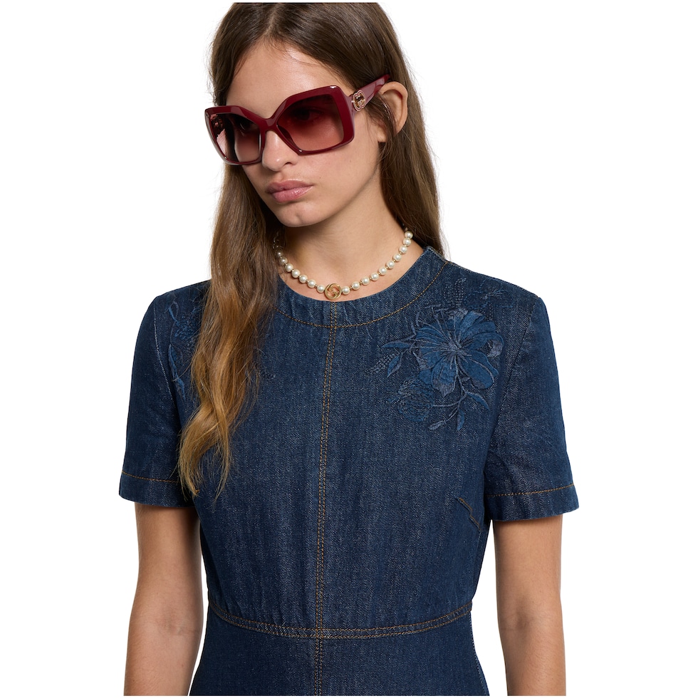 Denim dress with embroidery