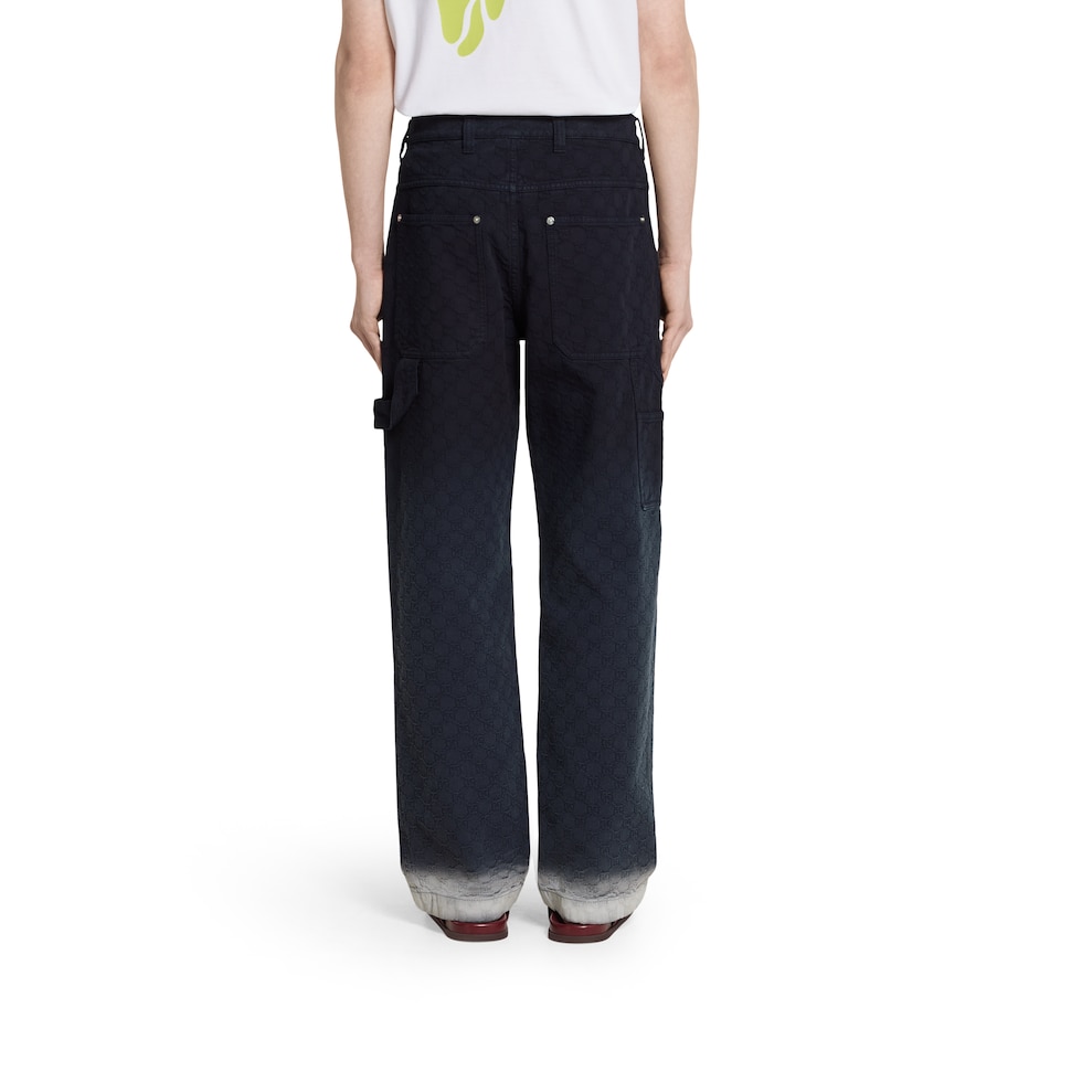 Bleached GG cotton denim jacquard pant