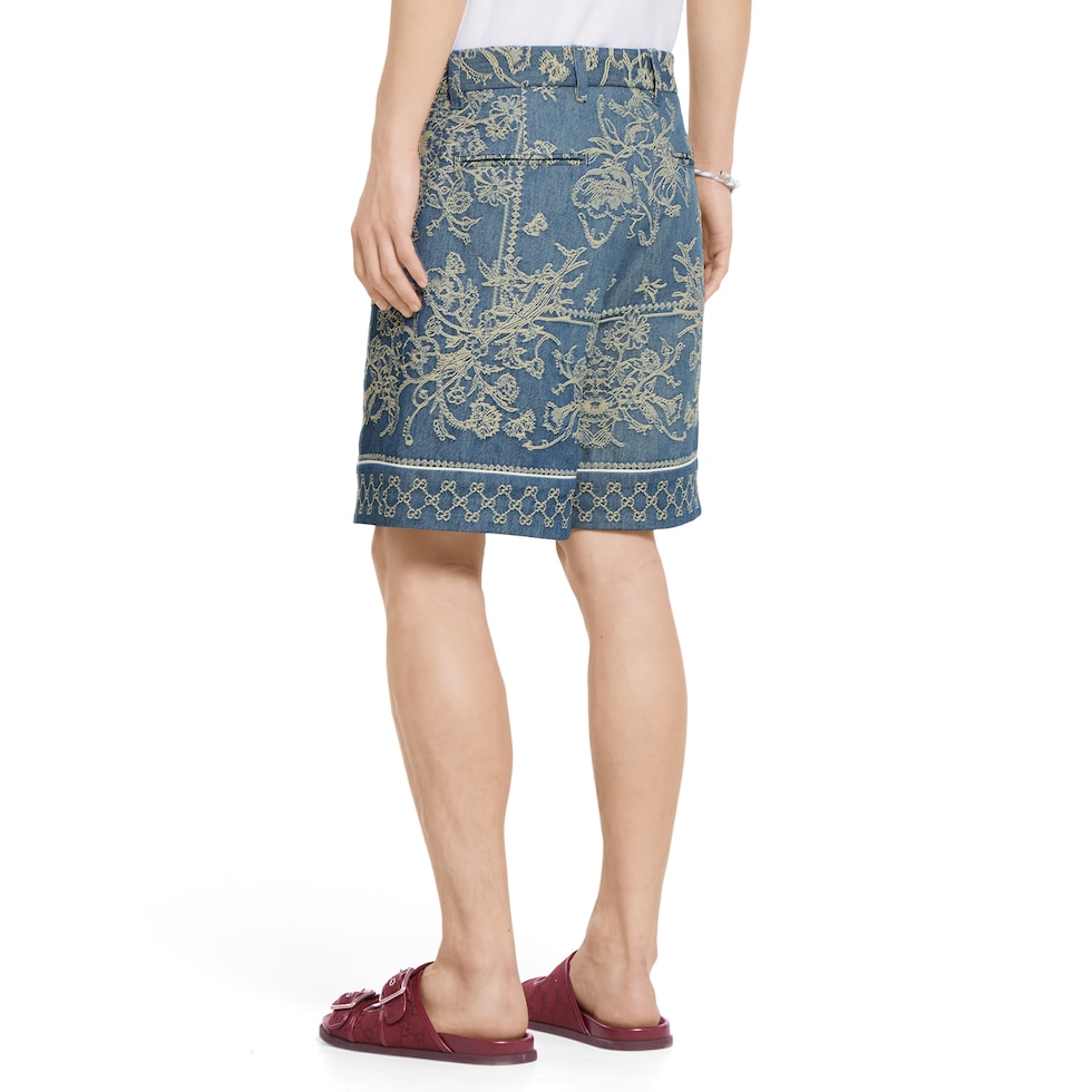 GG denim jacquard shorts
