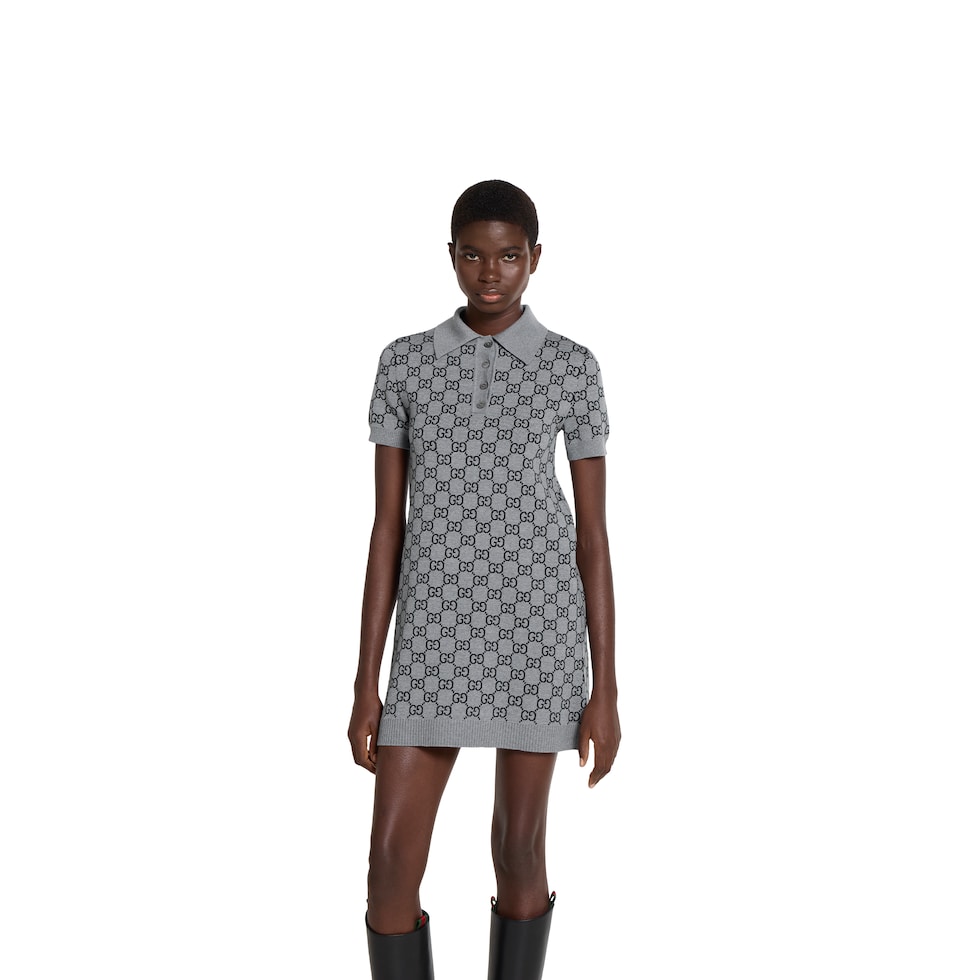 GG wool jacquard polo dress
