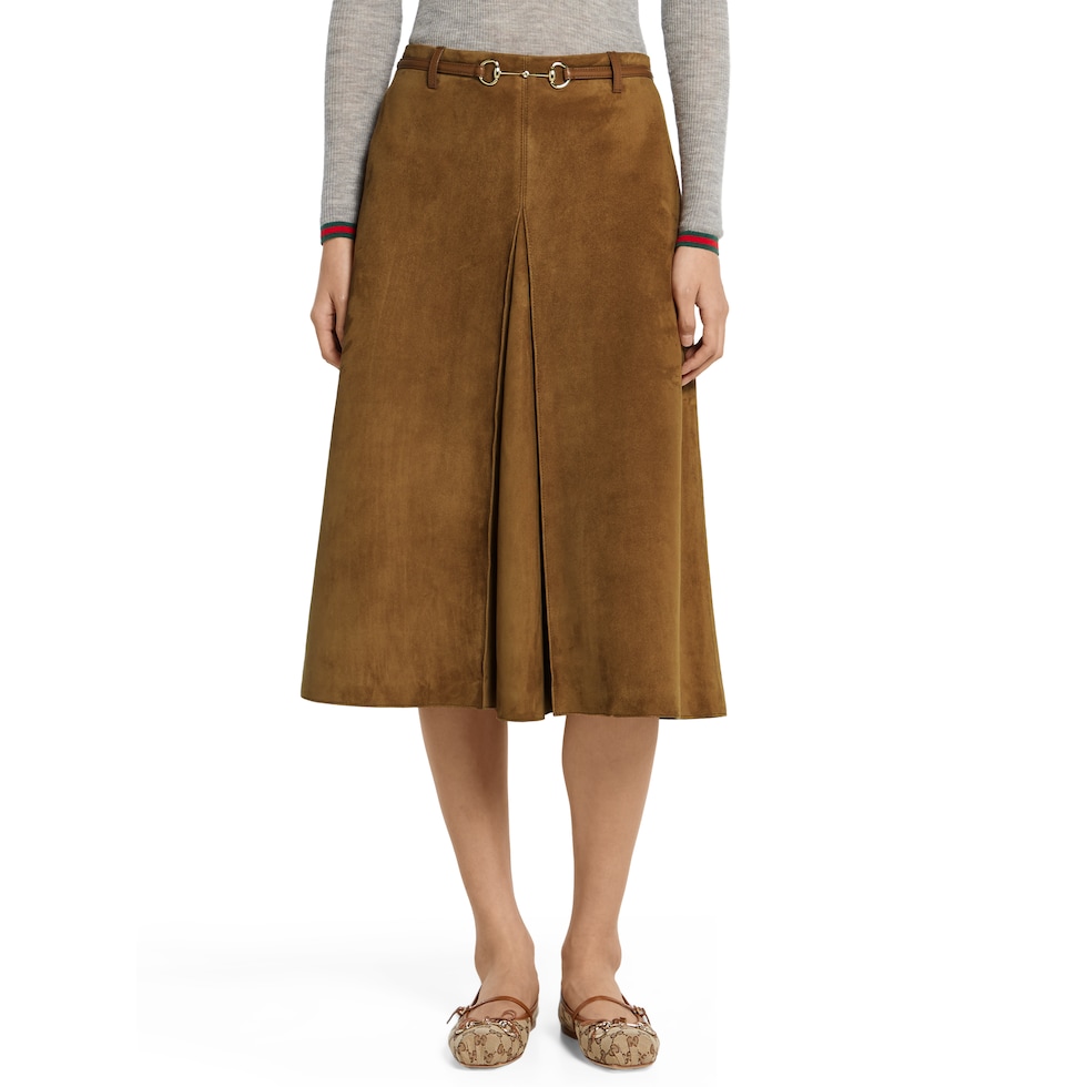 Suede skirt with Horsebit
