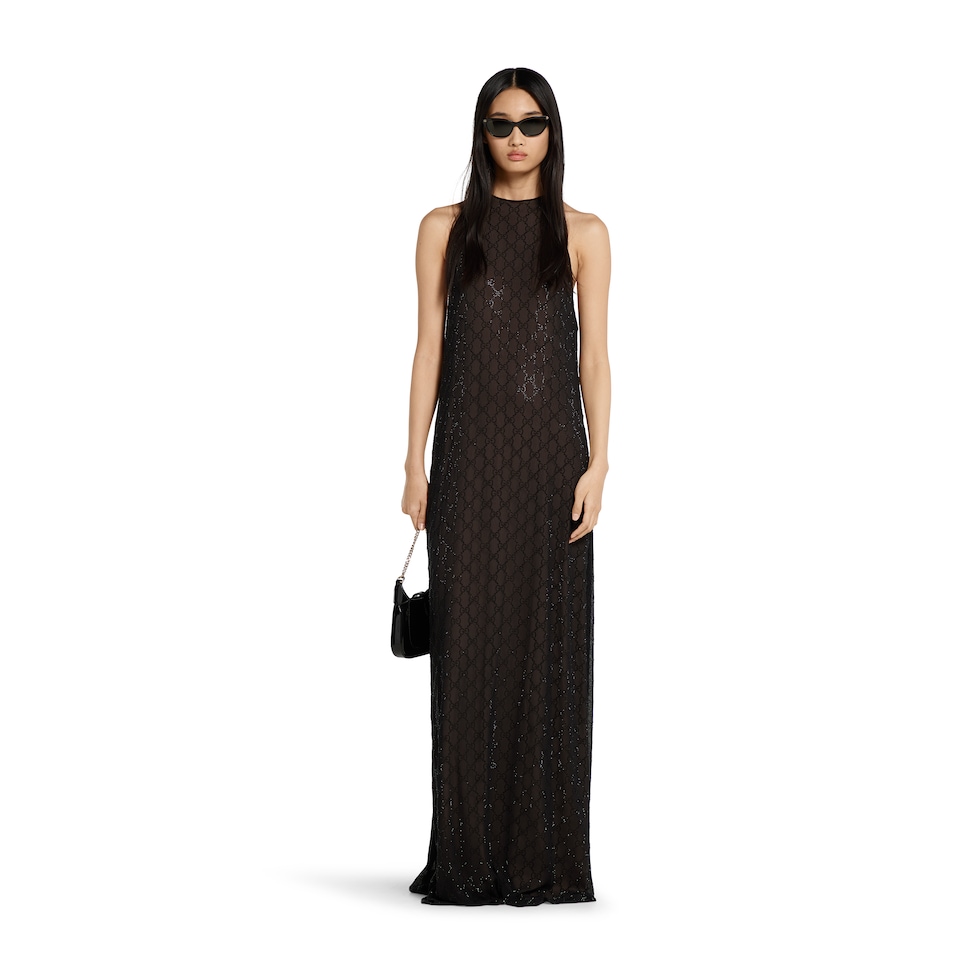 Embroidered light silk georgette dress