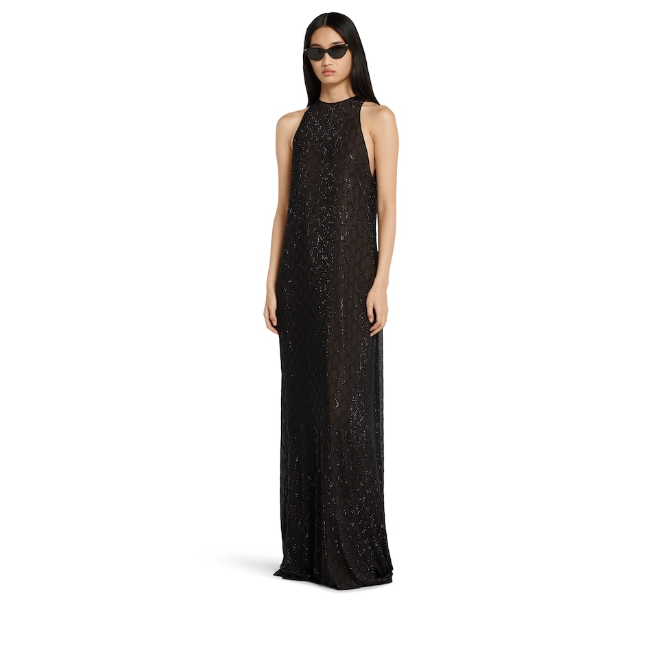 Embroidered light silk georgette dress