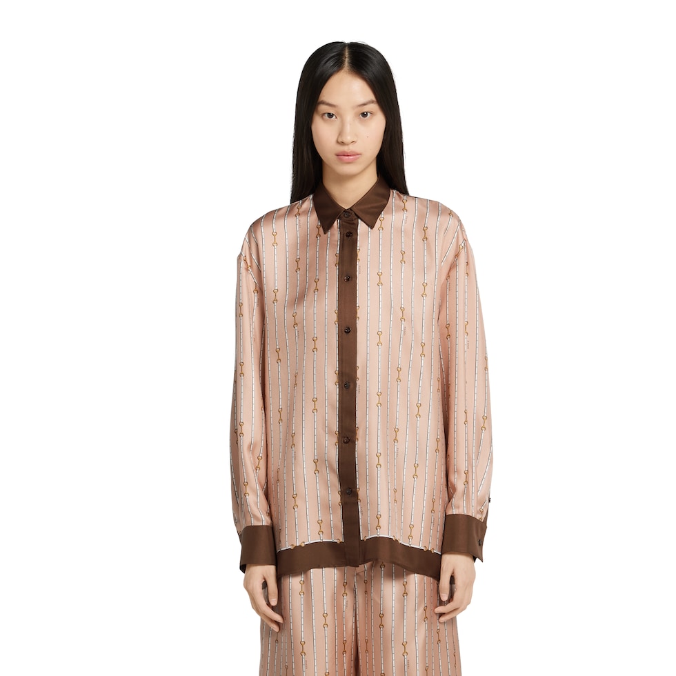 Printed silk twill shirt