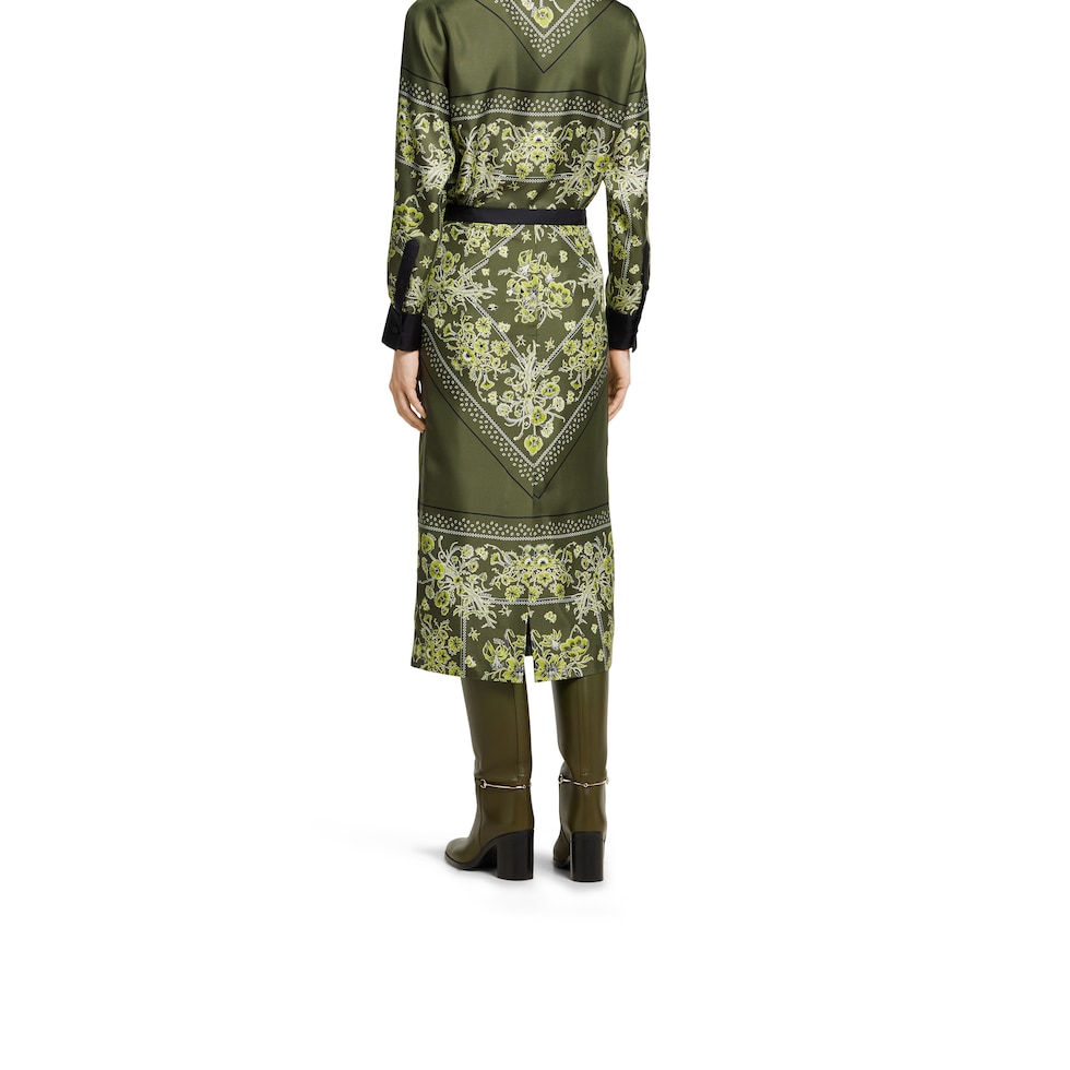 Printed silk twill skirt