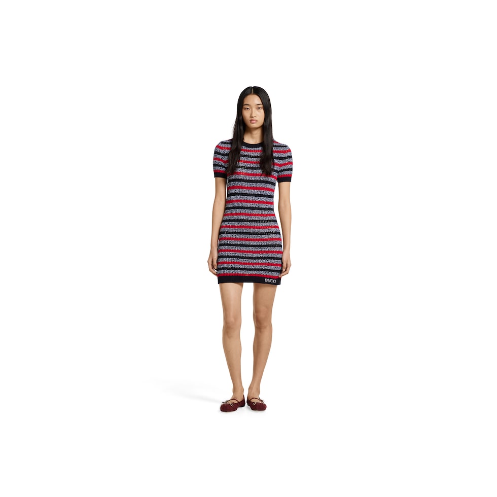 Striped fine cotton knit dress