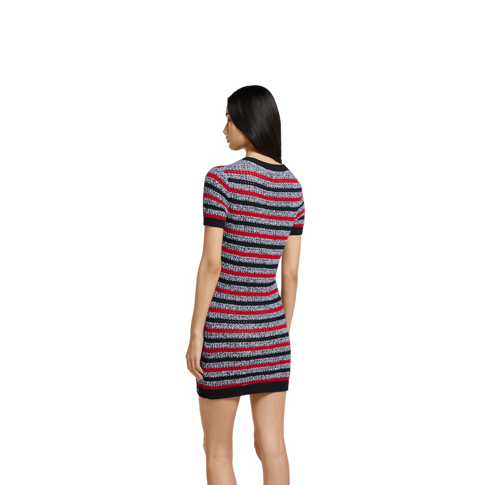 Striped fine cotton knit dress