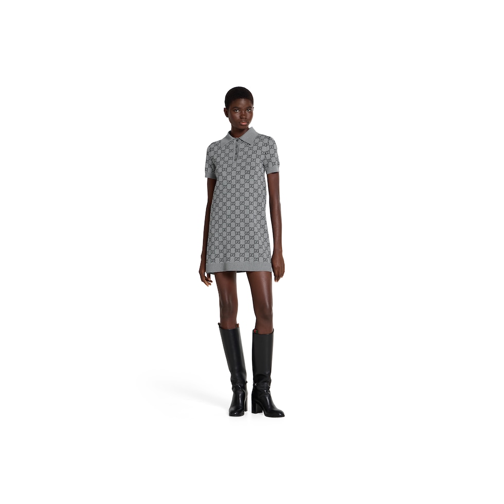 GG wool jacquard polo dress