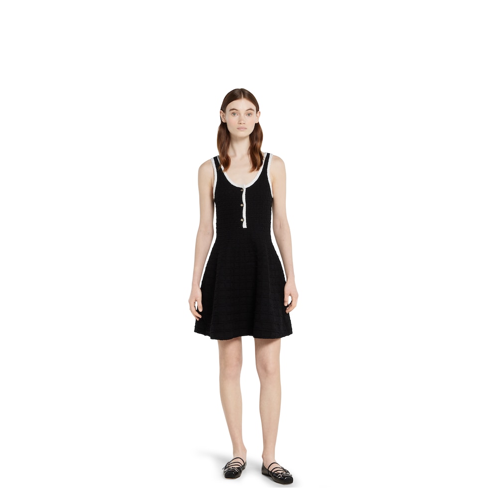 Tweed wool dress with embroidery