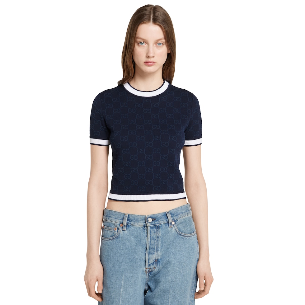 GG fine cotton jacquard top
