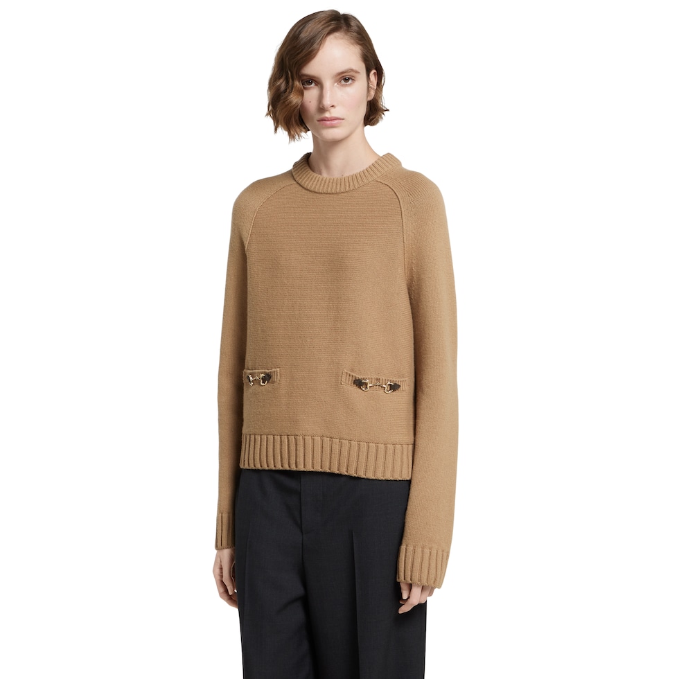 Wool cashmere top with Horsebit