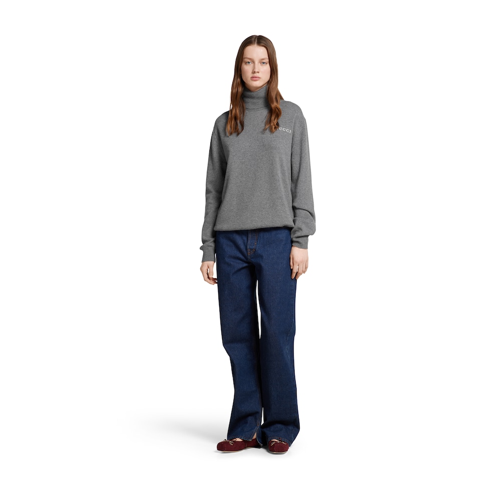 Cashmere turtleneck with intarsia