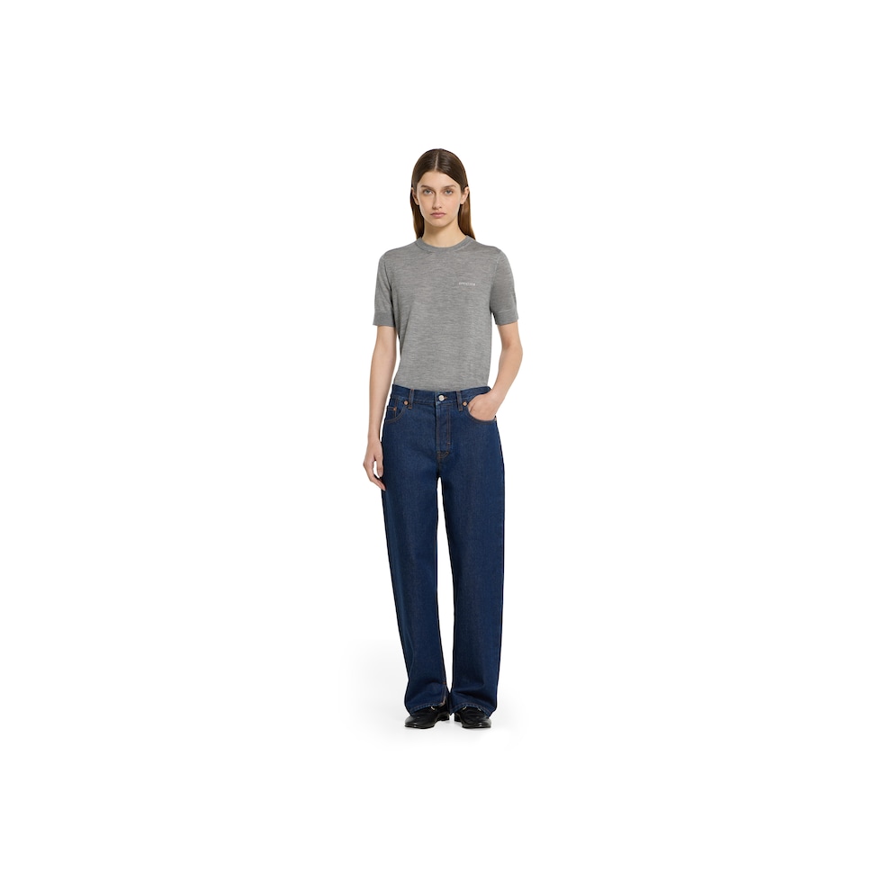 Cashmere silk top with intarsia