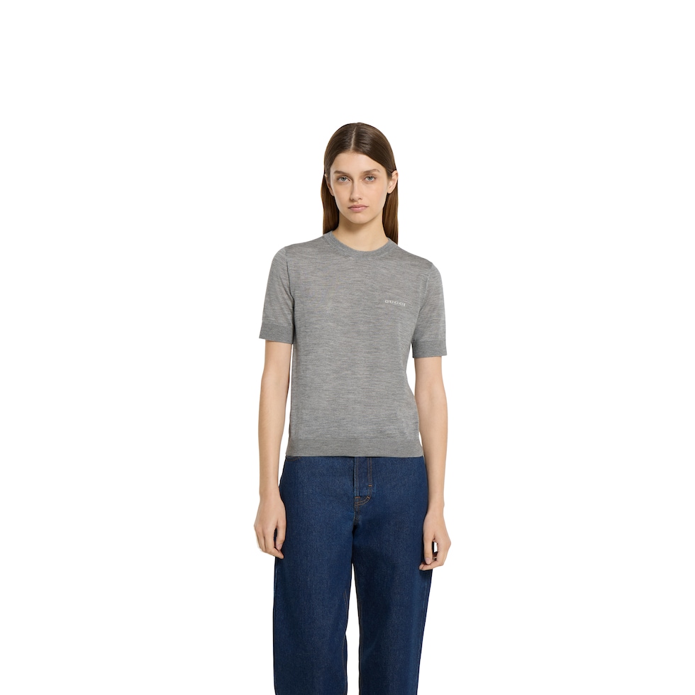 Cashmere silk top with intarsia