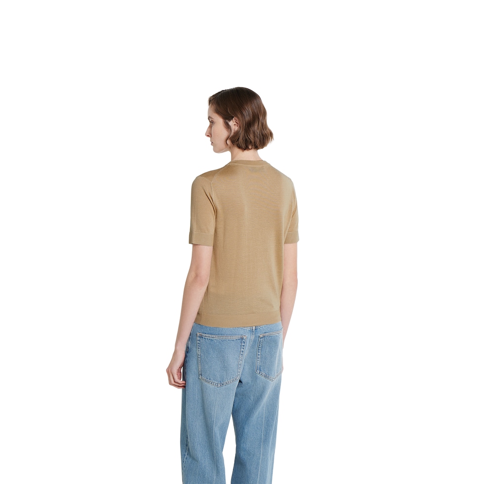 Cashmere and silk top with intarsia