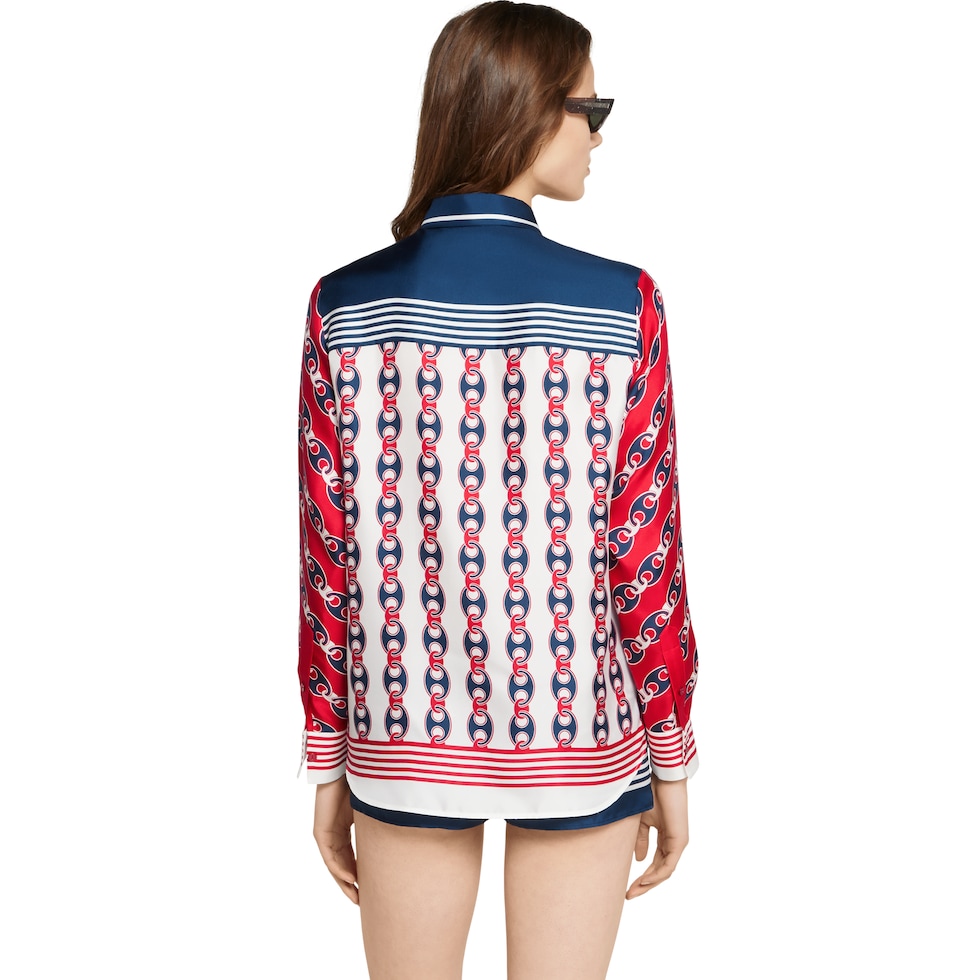 Silk twill printed shirt