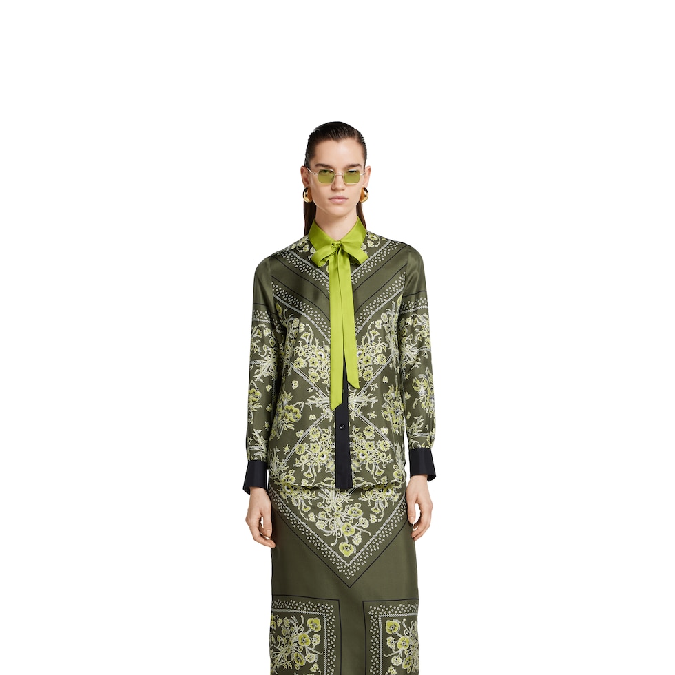 Printed silk twill shirt