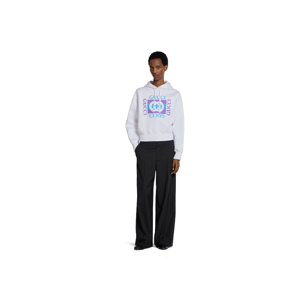 Cotton hooded sweatshirt with print