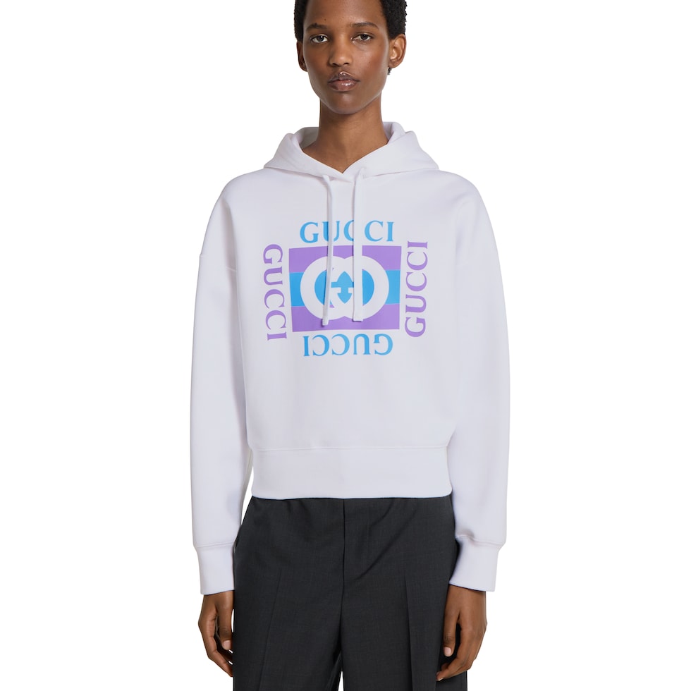 Cotton hooded sweatshirt with print