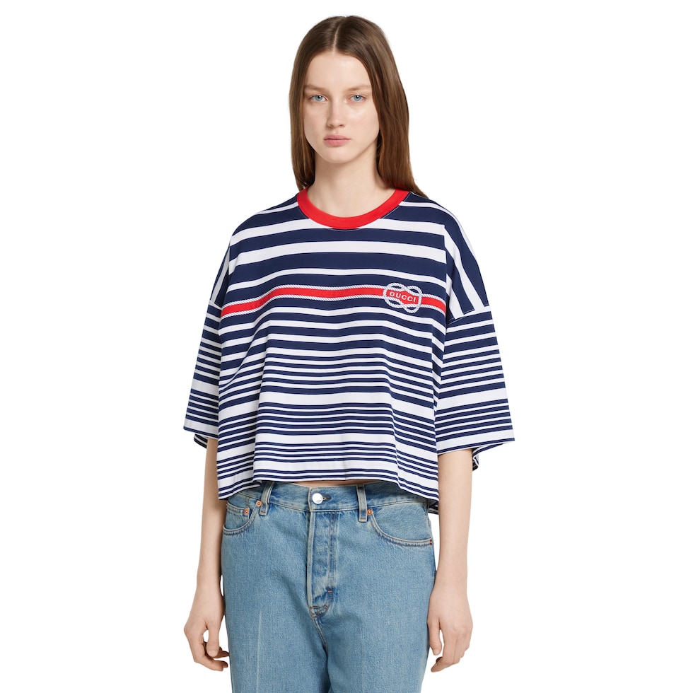 Striped light cotton jersey T-shirt