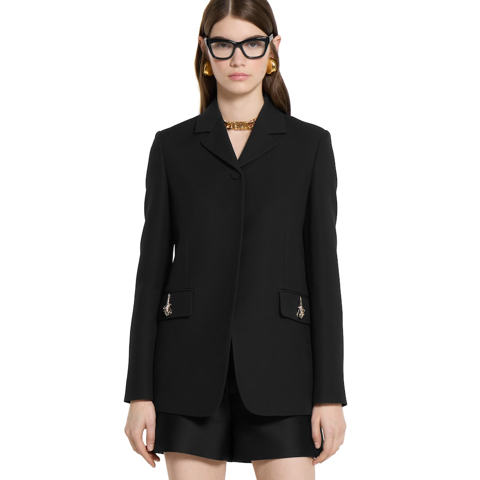 Crêpe wool silk jacket with tiger