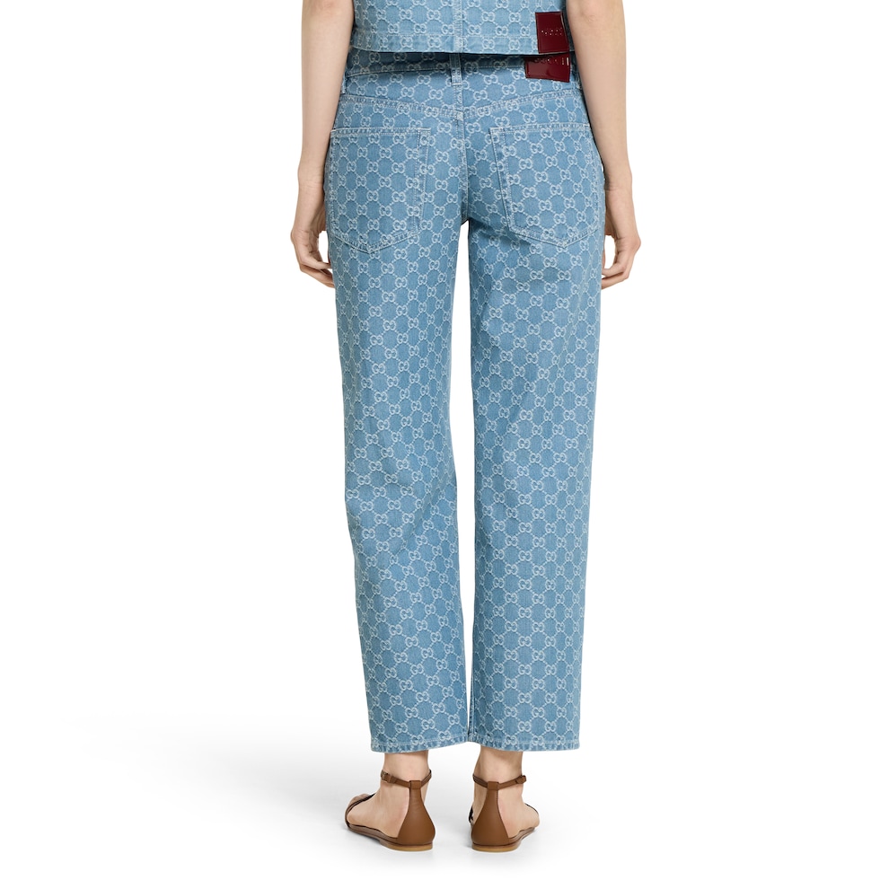 GG denim jacquard pants