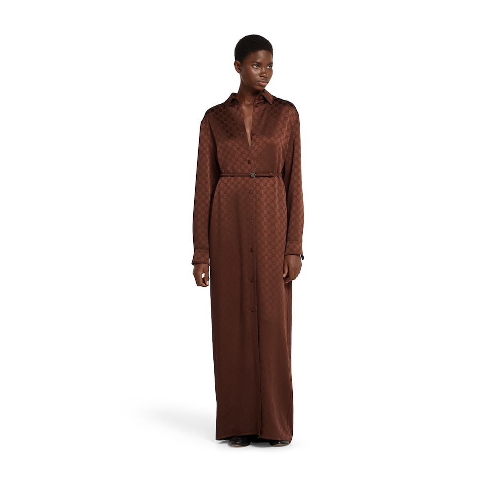 GG satin dress with Double G belt