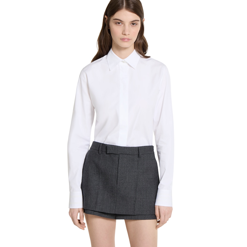 Cotton poplin shirt with embroidery