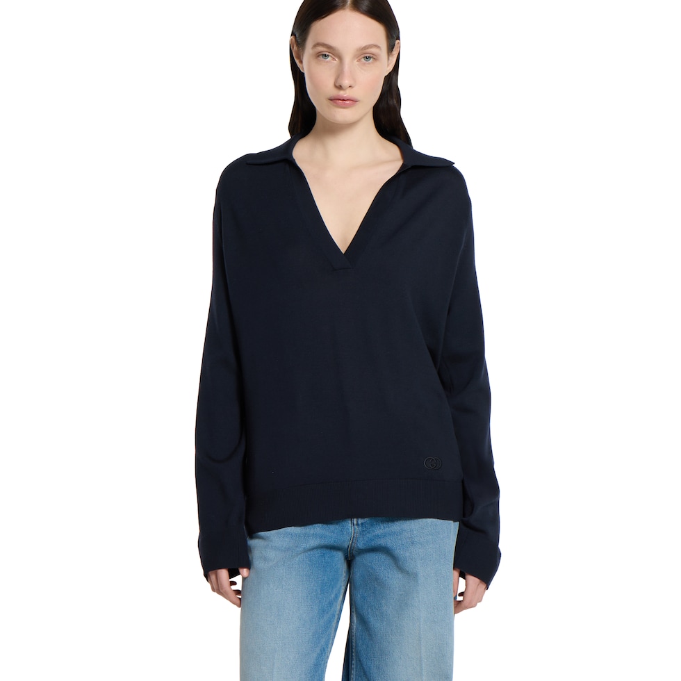 Extra fine wool polo top