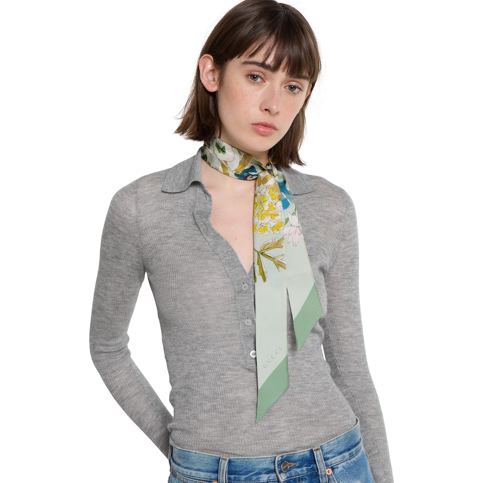Printed silk twill ribbon