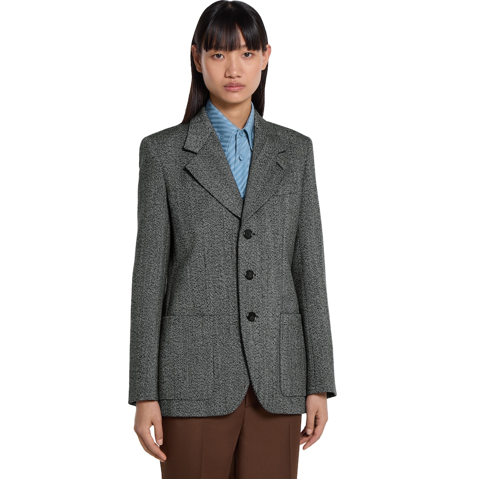 Herringbone wool mouliné jacket