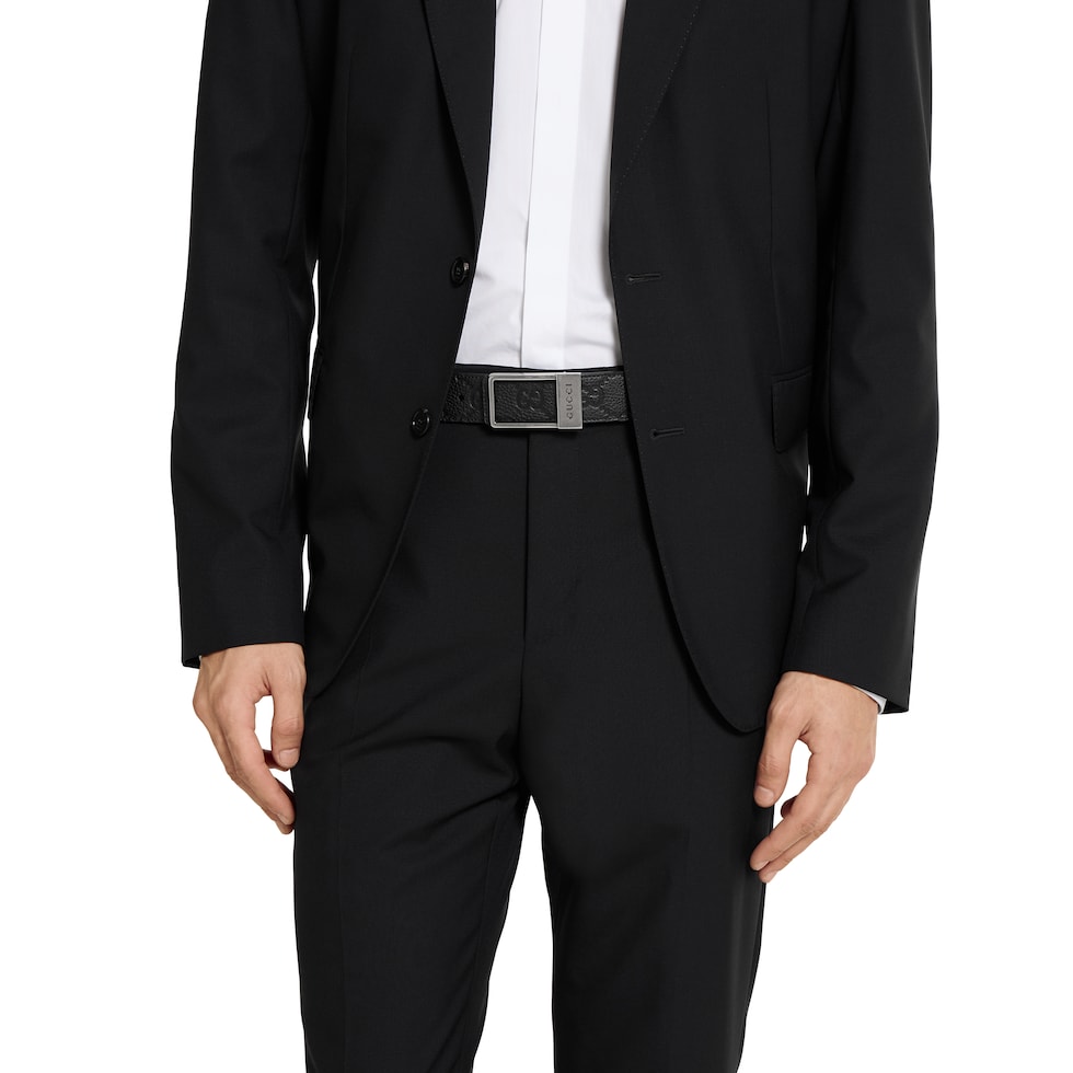 Reversible belt with rectangular buckle