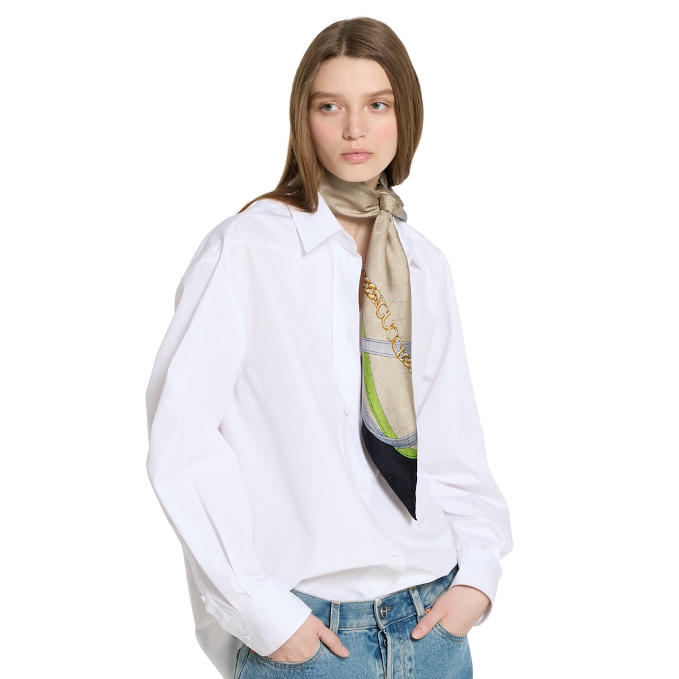 Printed GG silk jacquard carré