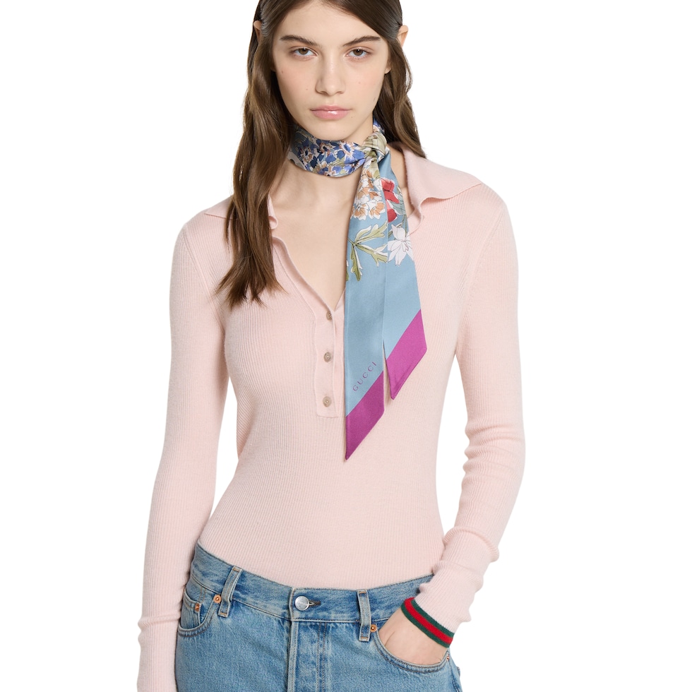 Printed silk twill ribbon
