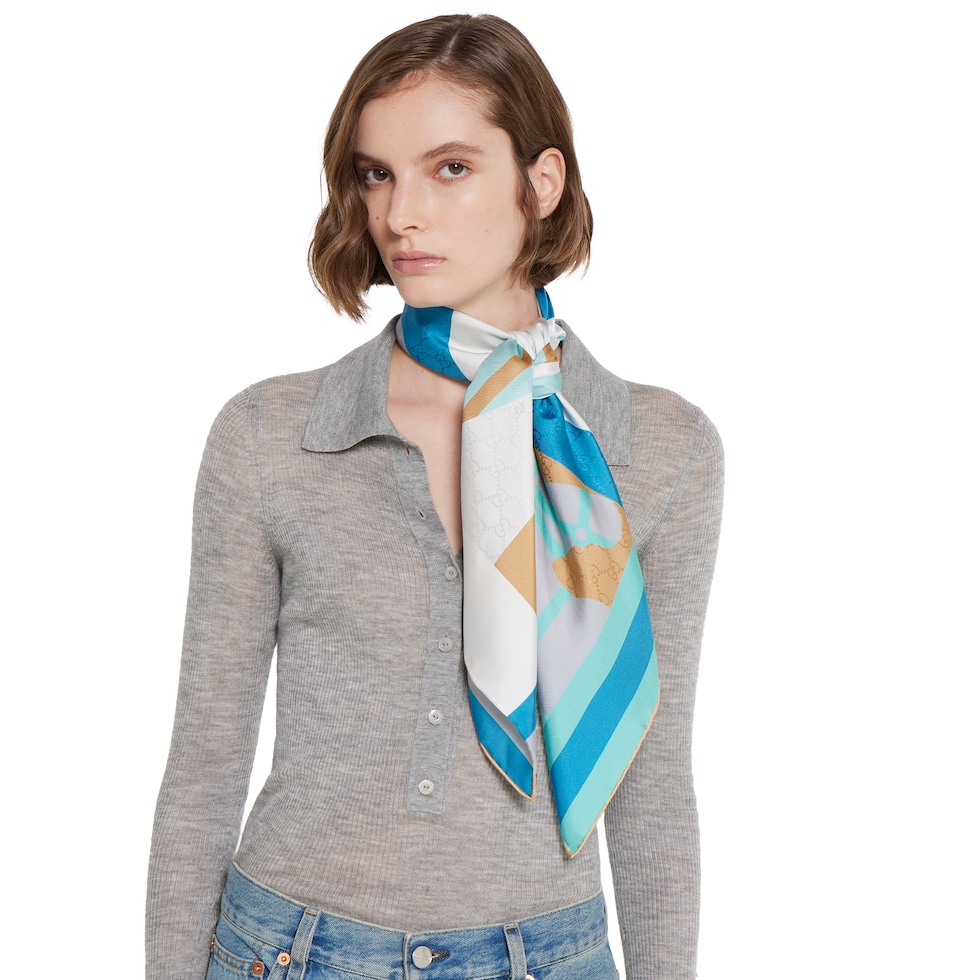 Printed silk jacquard carré