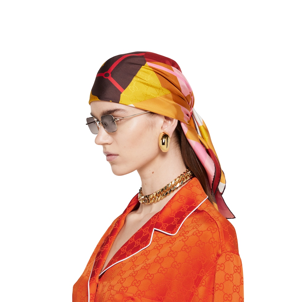 Printed silk jacquard carré