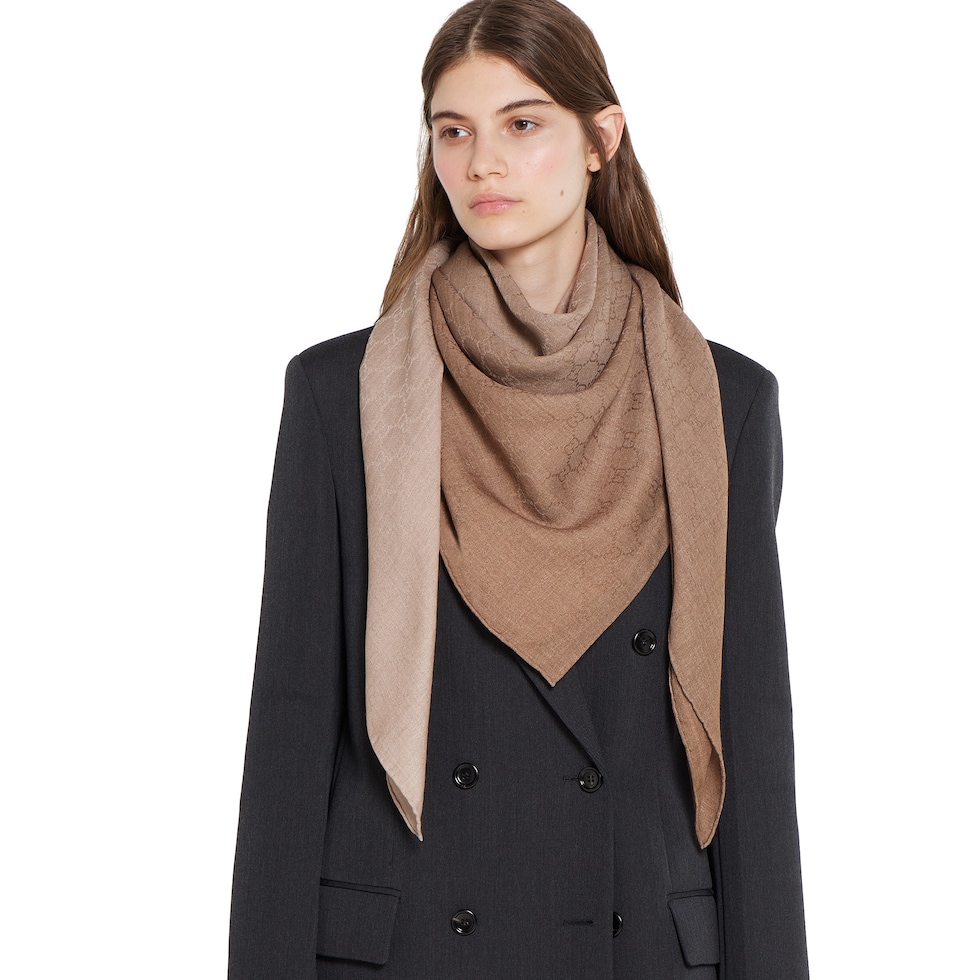 GG wool silk jacquard shawl