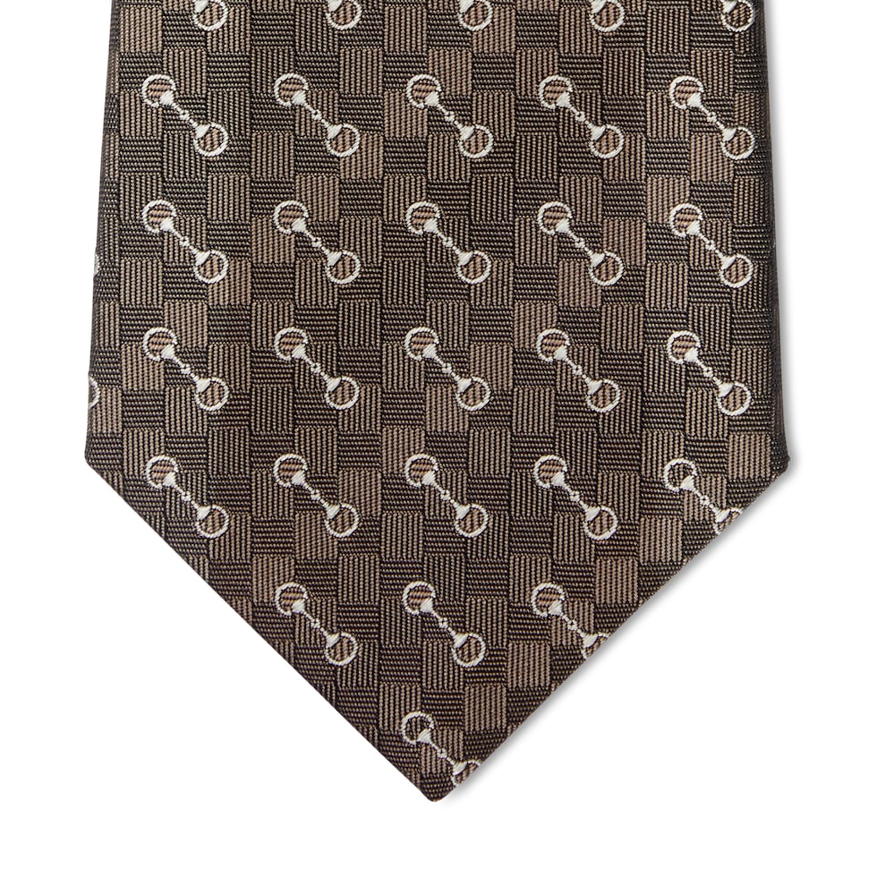 Horsebit silk jacquard tie