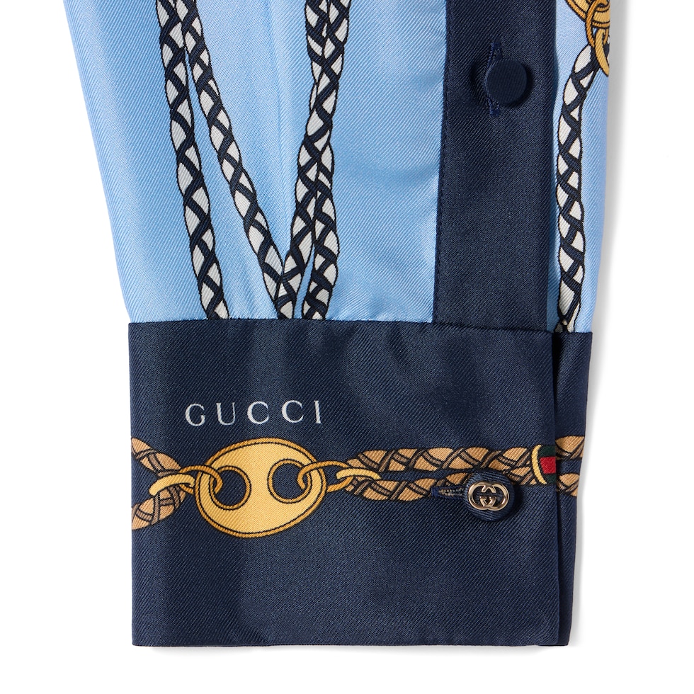 Printed silk twill shirt