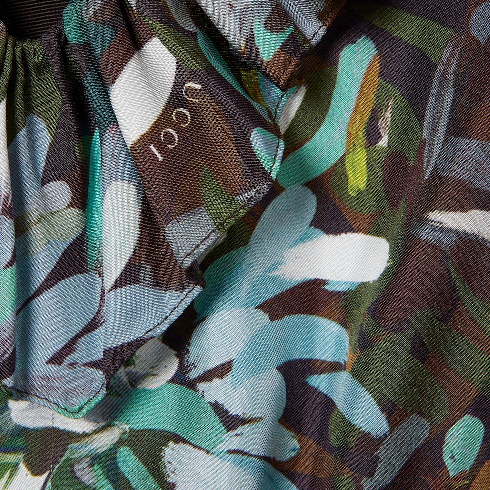 Printed silk twill dress